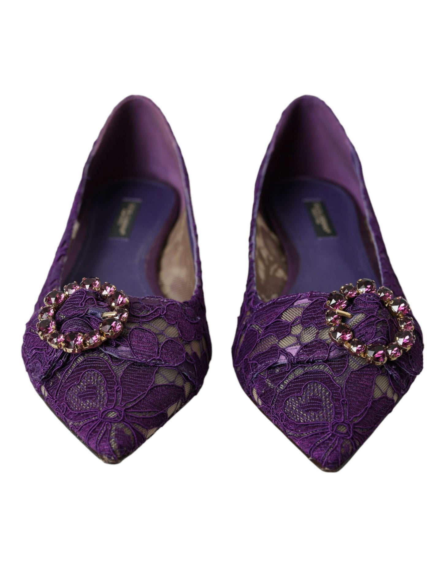 Purple Taormina Lace Crystal Loafers Shoes