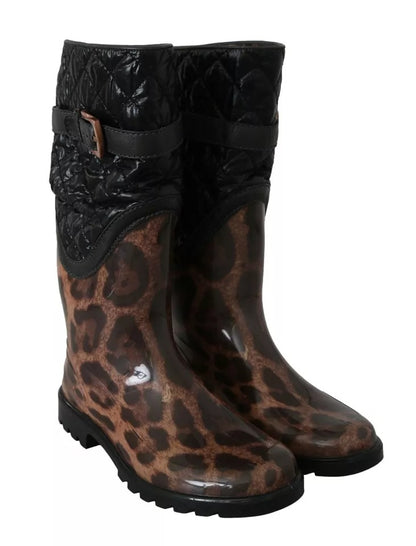 Black Brown Leopard Booties Boots Shoes