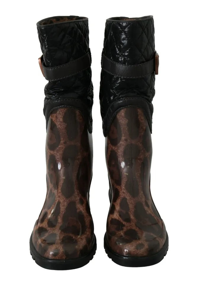 Black Brown Leopard Booties Boots Shoes