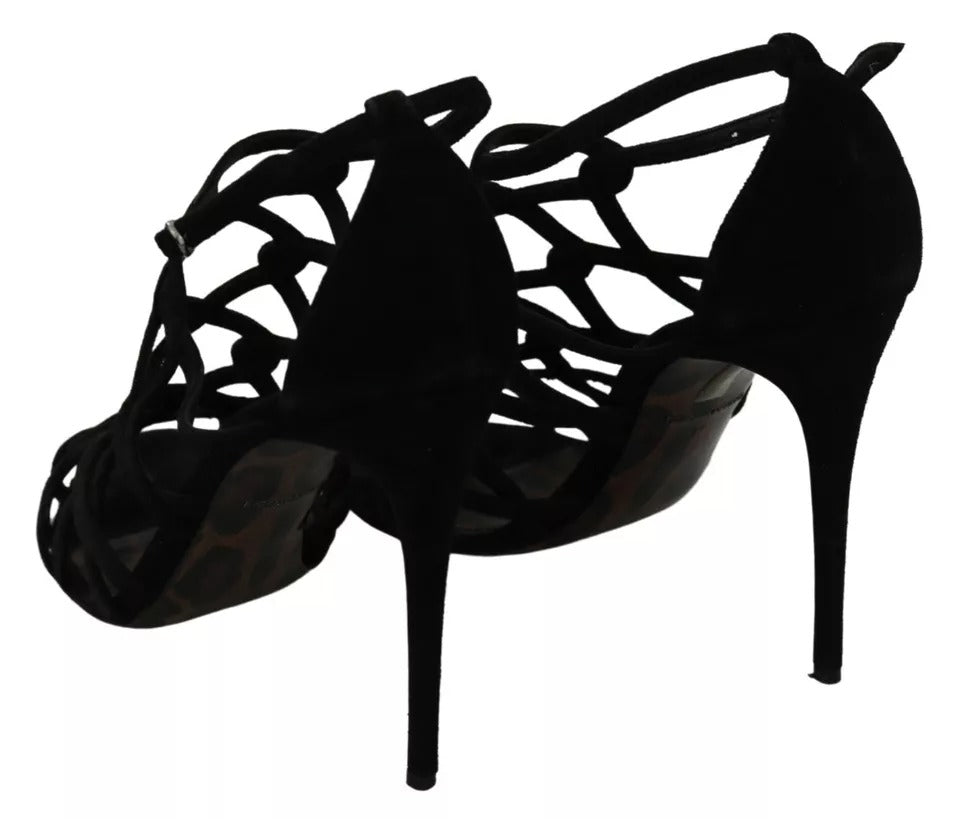 Black Suede Ankle Strap Stiletto Shoes