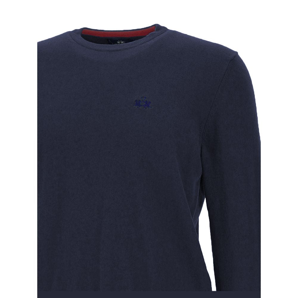 La Martina Blue Cotton Sweater