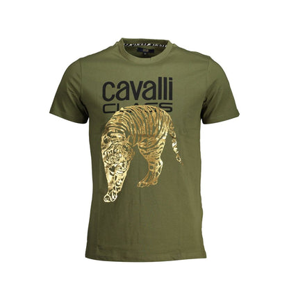 Cavalli Class Green Cotton T-Shirt