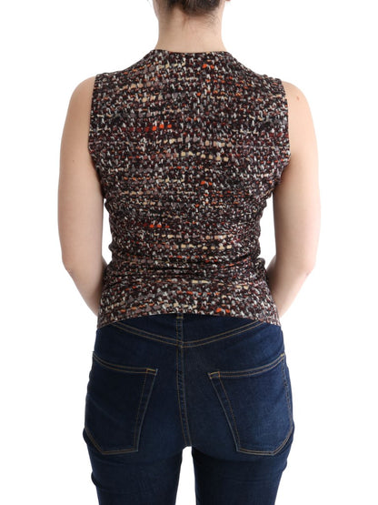 Sleeveless Multicolor Knit Wool Top