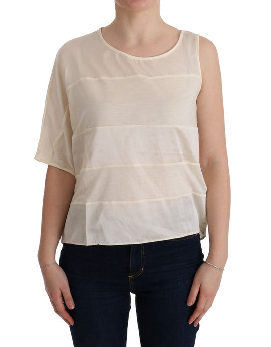 Beige asymmetrische Top-Bluse