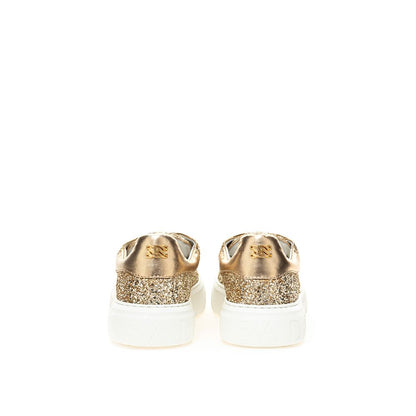 Casadei Gold Leather Sneakers