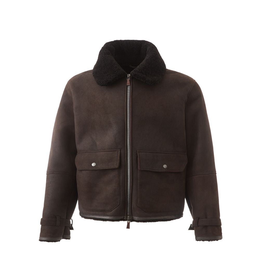 Lardini Elegant Montone Leather Brown Jacket