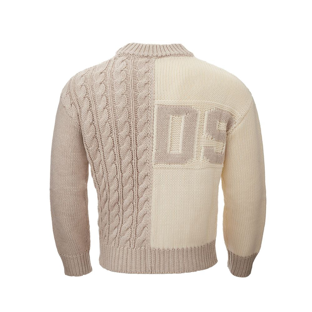 GCDS Chic Beige Wool Sweater for the Stylish Man