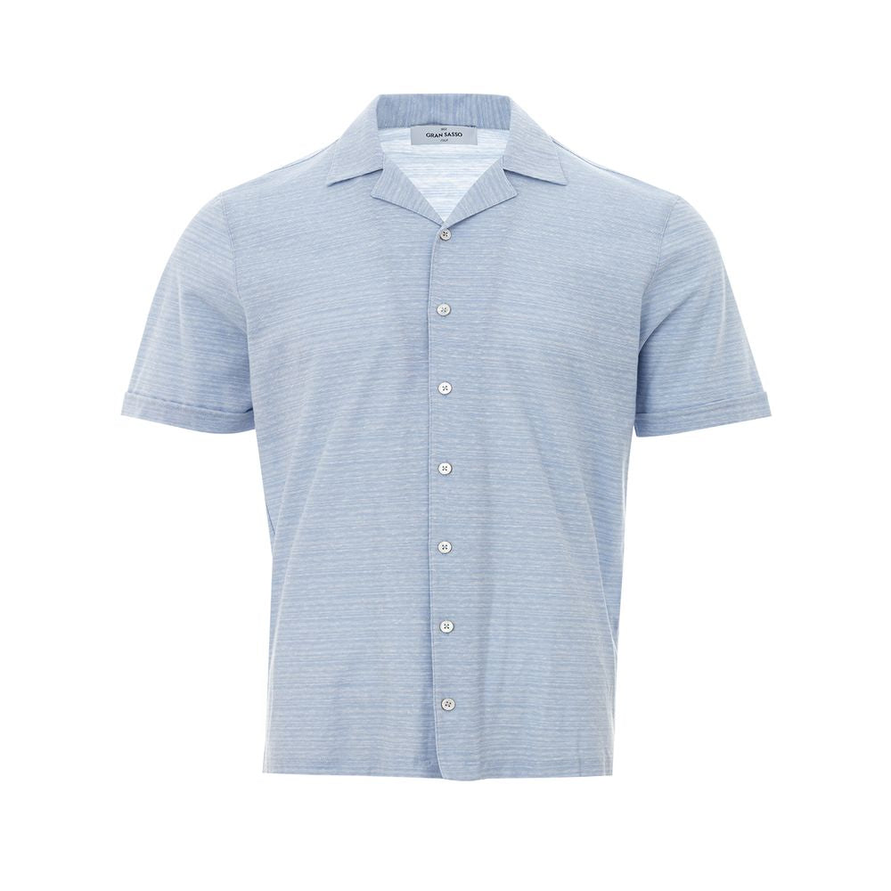 Gran Sasso Elegant Light Blue Linen-Cotton Men's Shirt