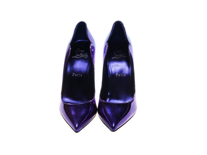 Hot Chick 100 Purple Mirrored Patent Leather High Heel Pumps