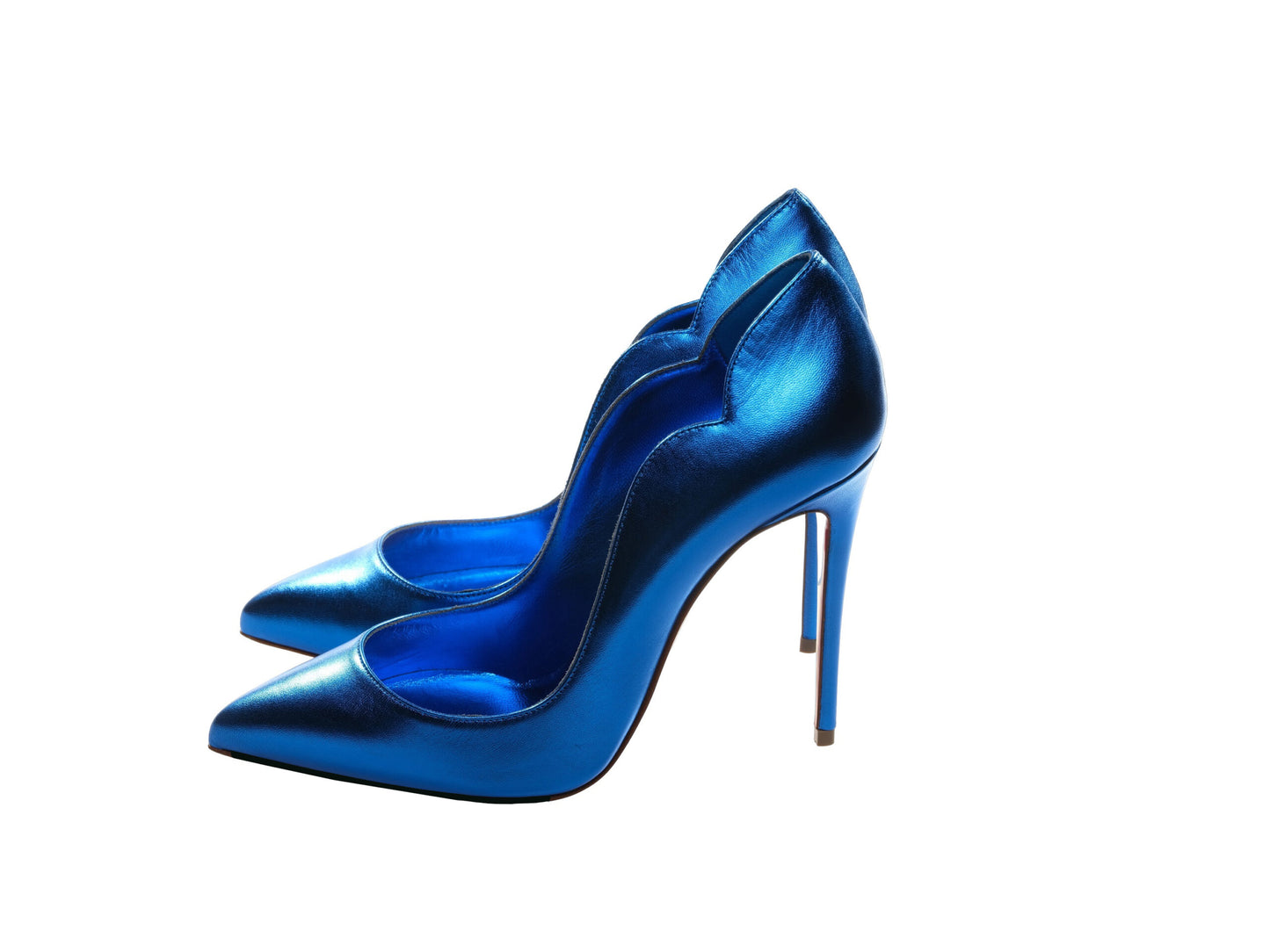 Hot Chick 100 Blue Mirrored Patent Leather High Heel Pumps