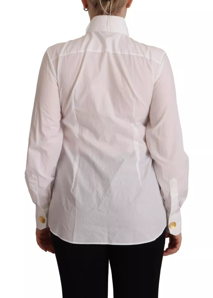 White Cotton Collared Long Sleeves Formal Shirt Top