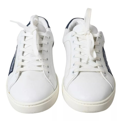 Dolce & Gabbana White Black Leather Low Top Sneakers Portofino Shoes