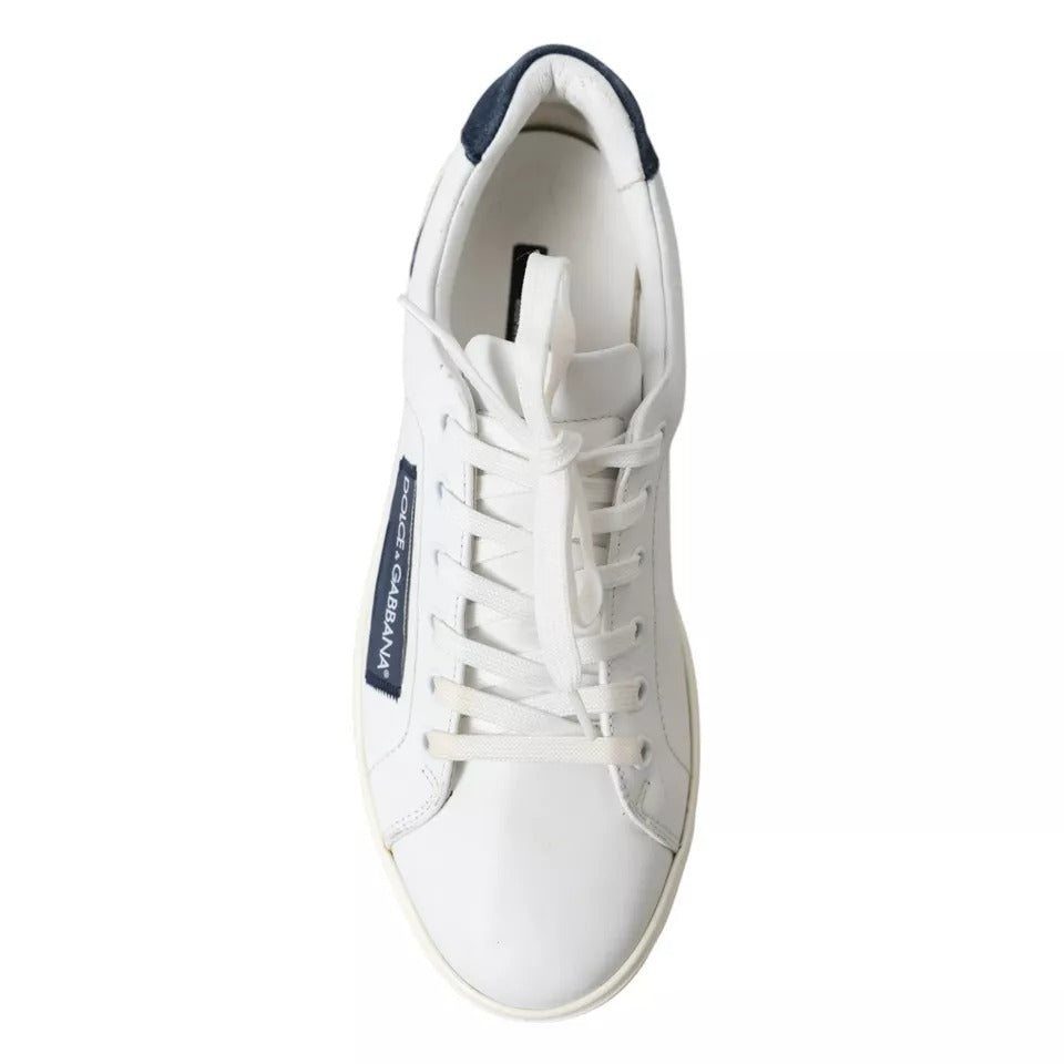 Dolce & Gabbana White Black Leather Low Top Sneakers Portofino Shoes