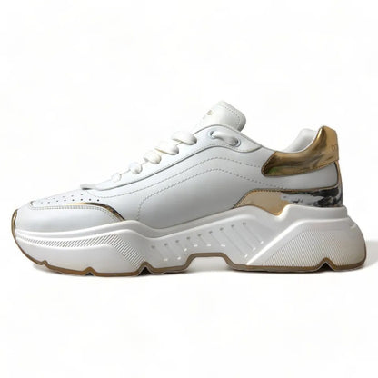 Dolce & Gabbana White Gold Leather Sport DAYMASTER Sneakers Shoes