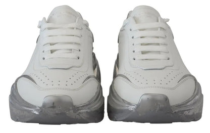 White Silver Leather Daymaster Sneakers Shoes