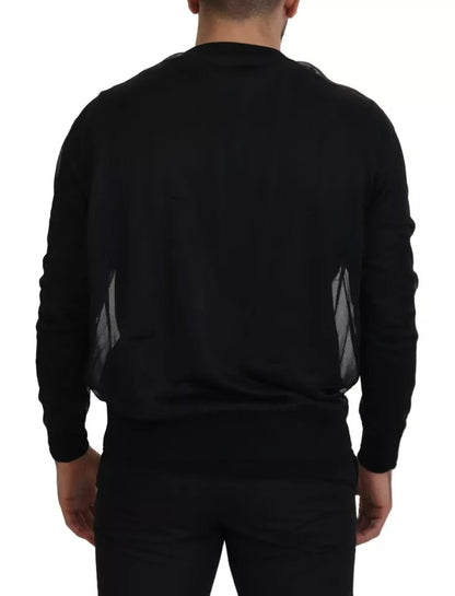 Dolce & Gabbana Black Polyester Crewneck Men Pullover Sweater