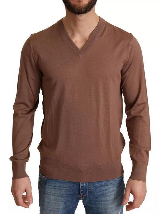 Dolce & Gabbana Brown Silk Cashmere Pullover Sweater