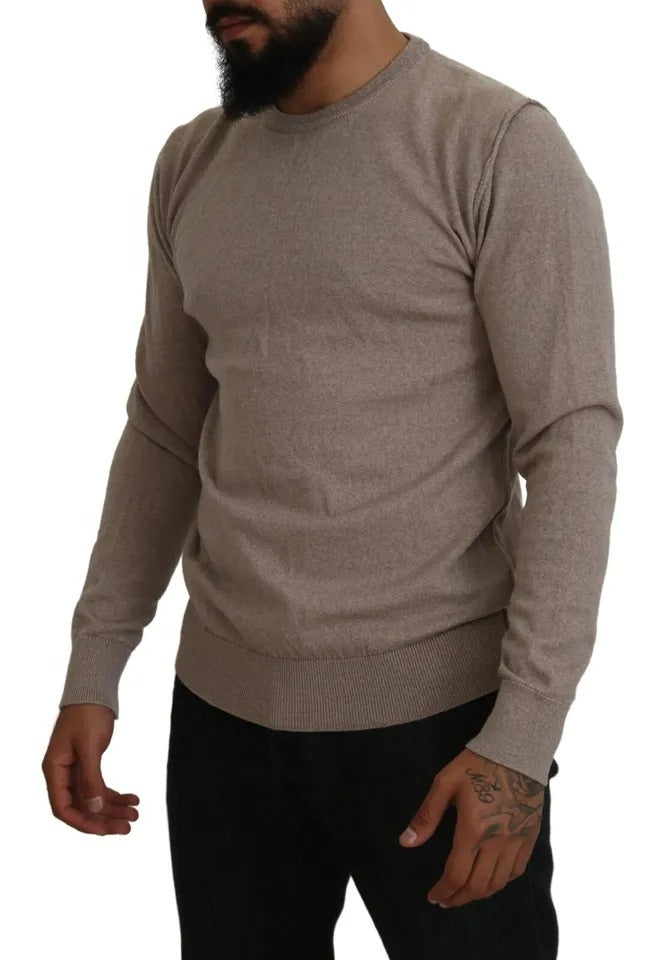 Dolce & Gabbana Brown Virgin Wool Crew Neck Pullover Sweater