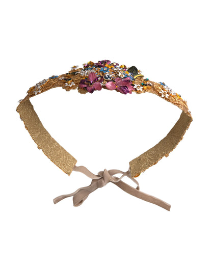 Dolce & Gabbana Multicolor Embellished Floral Crystal Wide Waist Belt