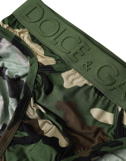 Green Camouflage Logo Cotton Mid Slip Underwear