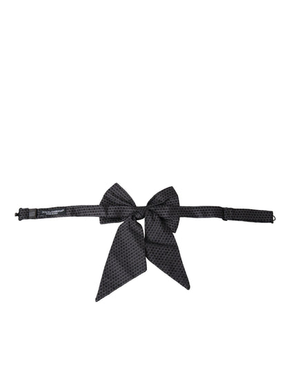 Dolce & Gabbana Black Ribbon Silk Adjustable Neck Bow Tie