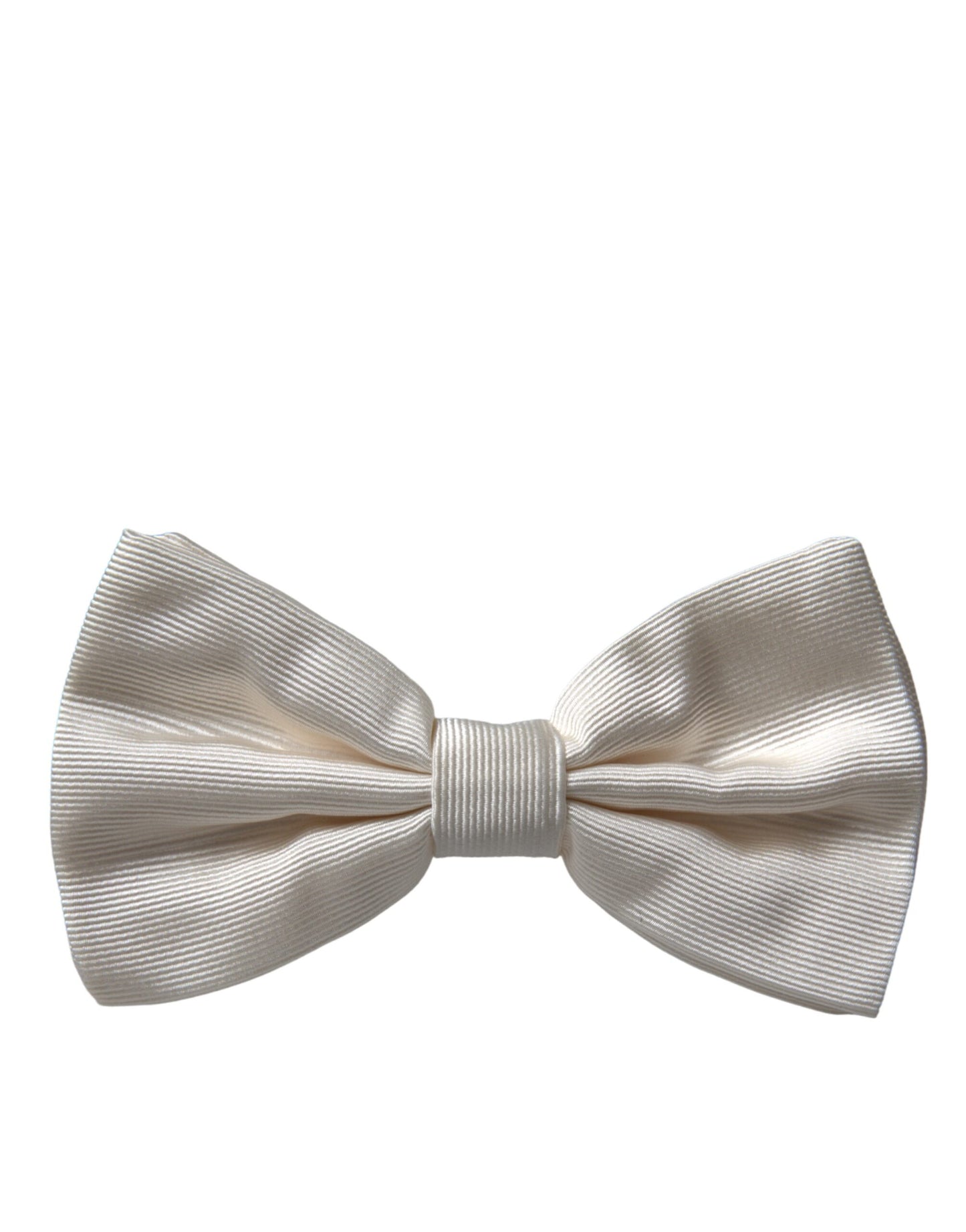 Dolce & Gabbana Off White Silk Adjustable Neck Men Bow Tie