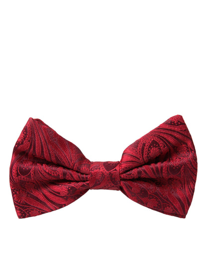 Dolce & Gabbana Red Brocade Silk Adjustable Neck Men Bow Tie