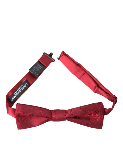 Dolce & Gabbana Red Brocade Silk Adjustable Neck Men Bow Tie