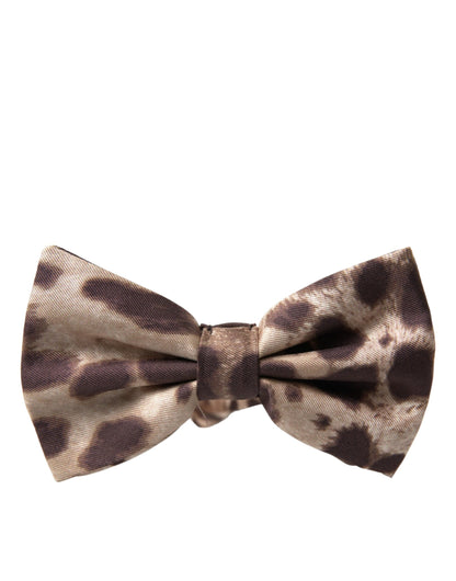 Dolce & Gabbana Brown Leopard Silk Adjustable Neck Men Bow Tie