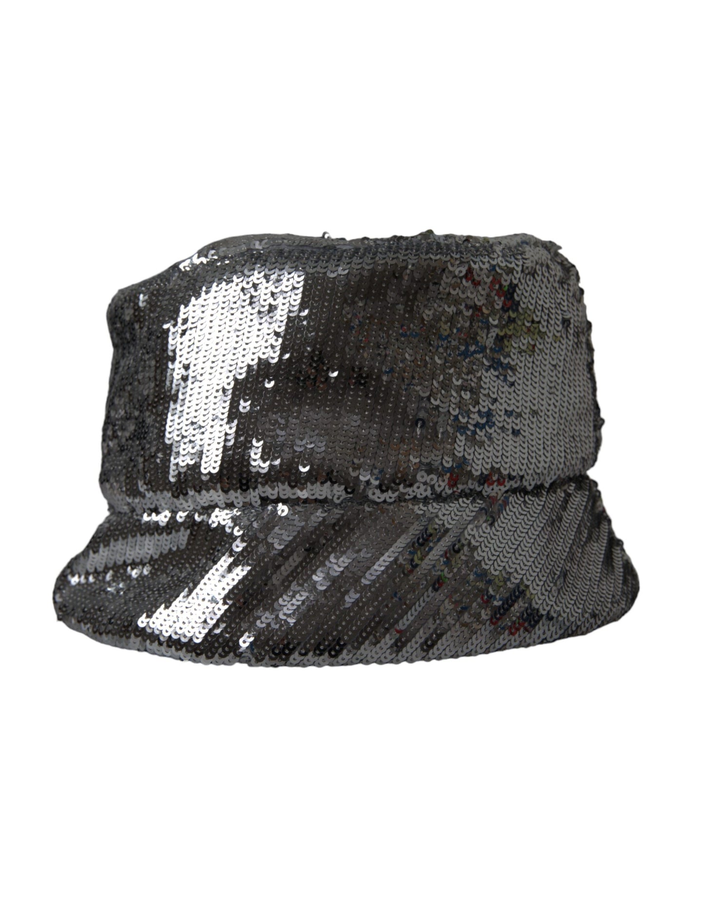 Dolce & Gabbana Silver Sequined Nylon Bucket Hat Men