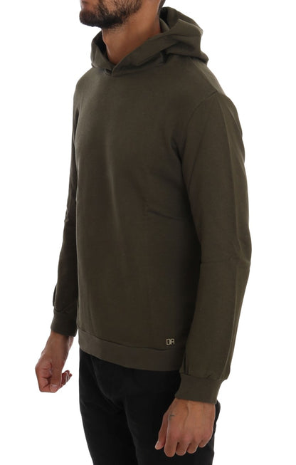 Maglione di cotone con cappuccio pullover verde