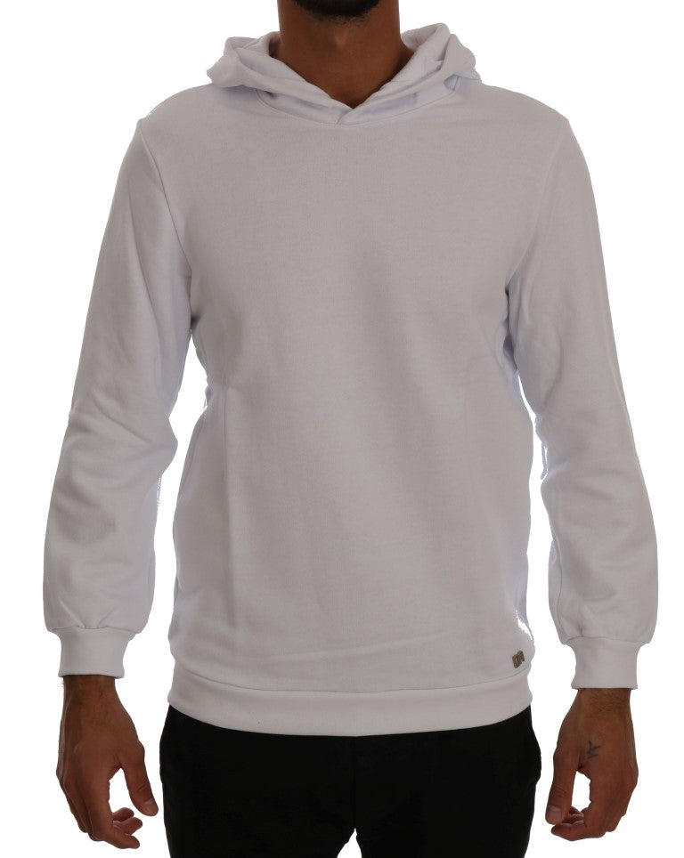 Maglione di cotone con cappuccio pullover bianco