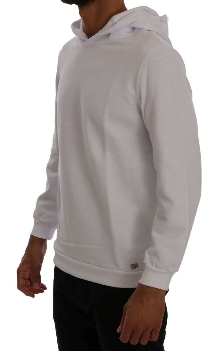 Maglione di cotone con cappuccio pullover bianco