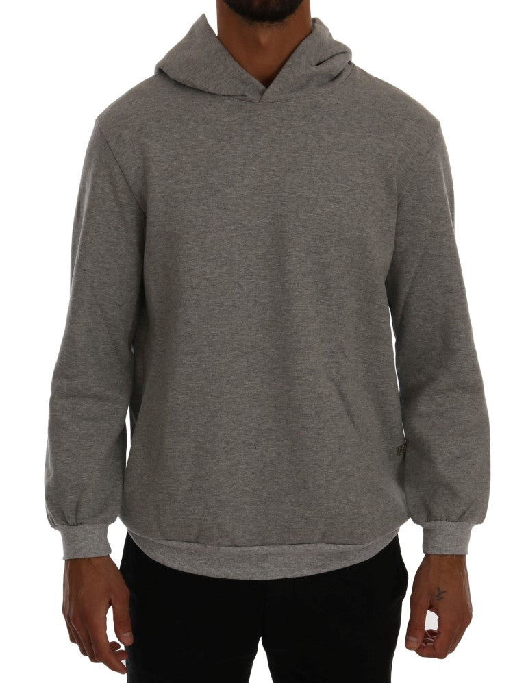 Maglione di cotone con cappuccio pullover grigio