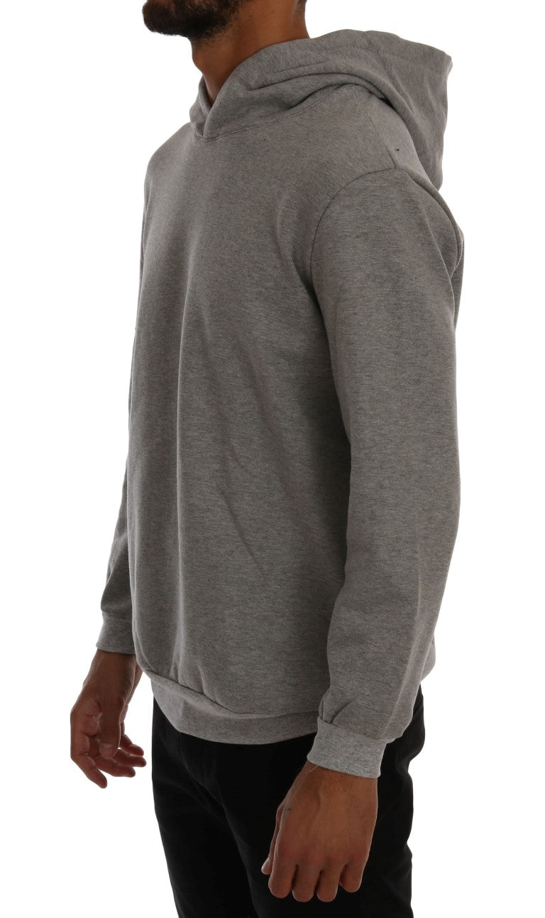 Maglione di cotone con cappuccio pullover grigio