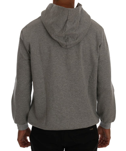 Maglione di cotone con cappuccio pullover grigio