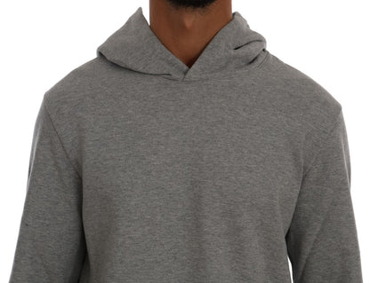 Maglione di cotone con cappuccio pullover grigio