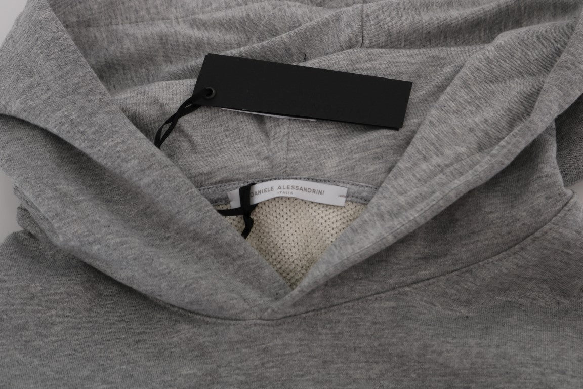 Maglione di cotone con cappuccio pullover grigio