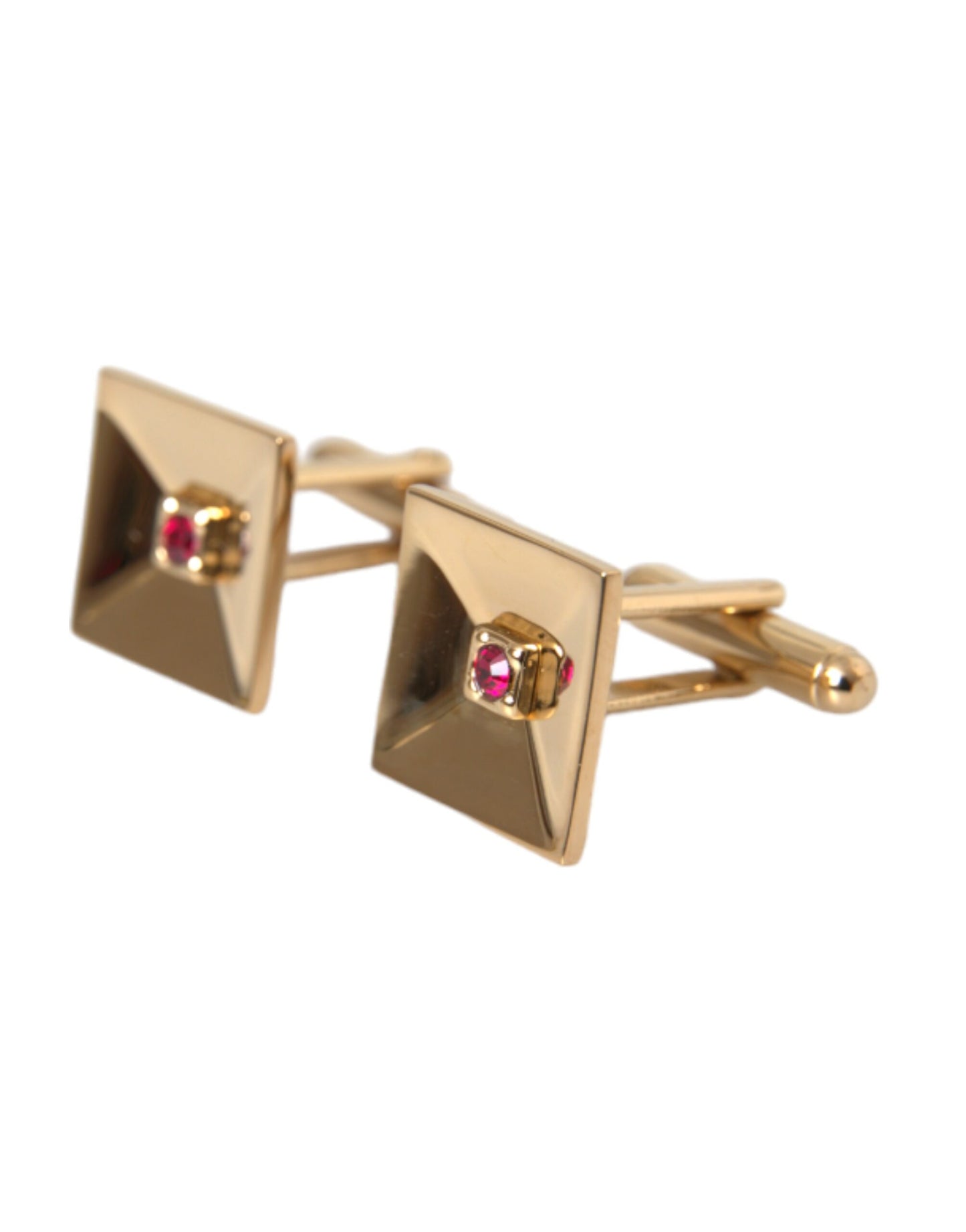 Dolce & Gabbana Gold Plated Brass Crystal Square Pin Cufflinks