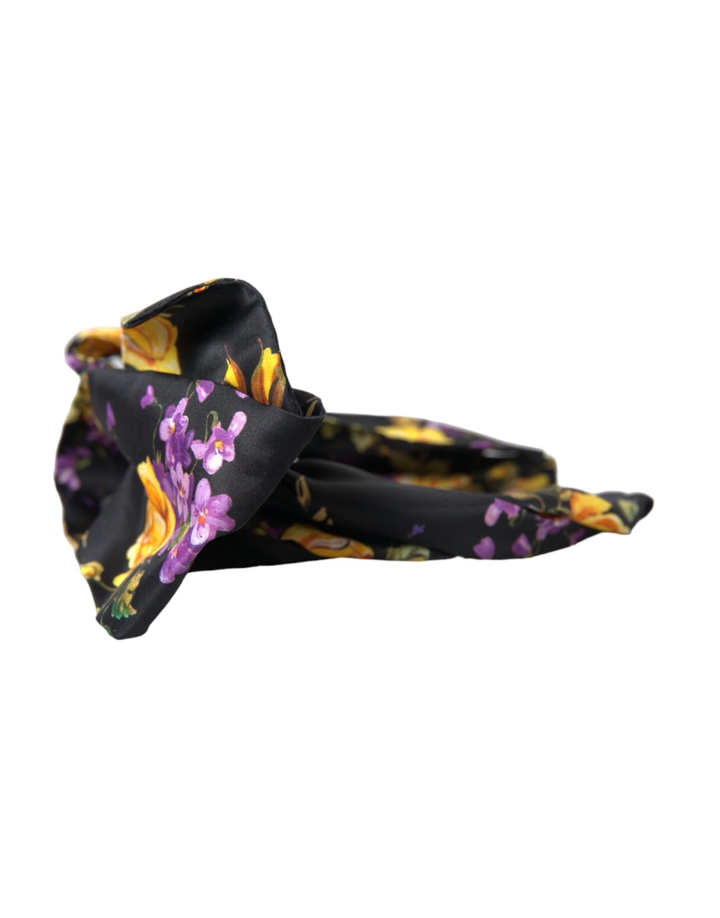 Dolce & Gabbana Black Floral Applique Silk Women Headband Diadem