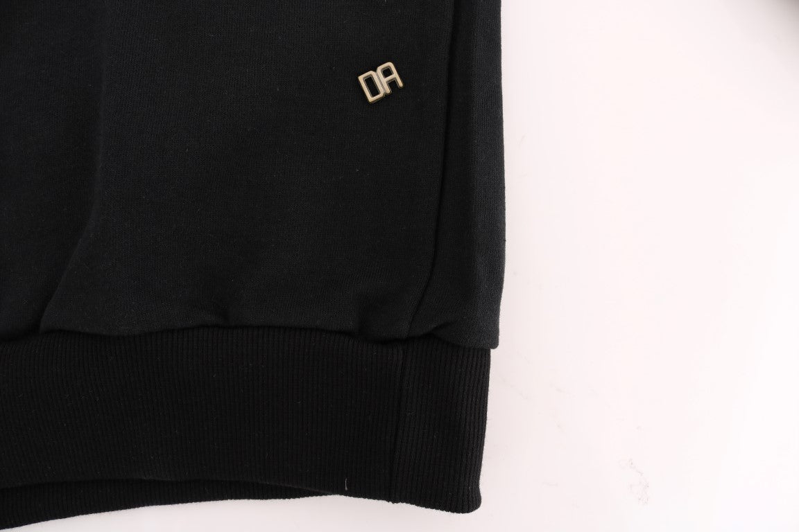 Maglione di cotone con cappuccio casual da palestra nero