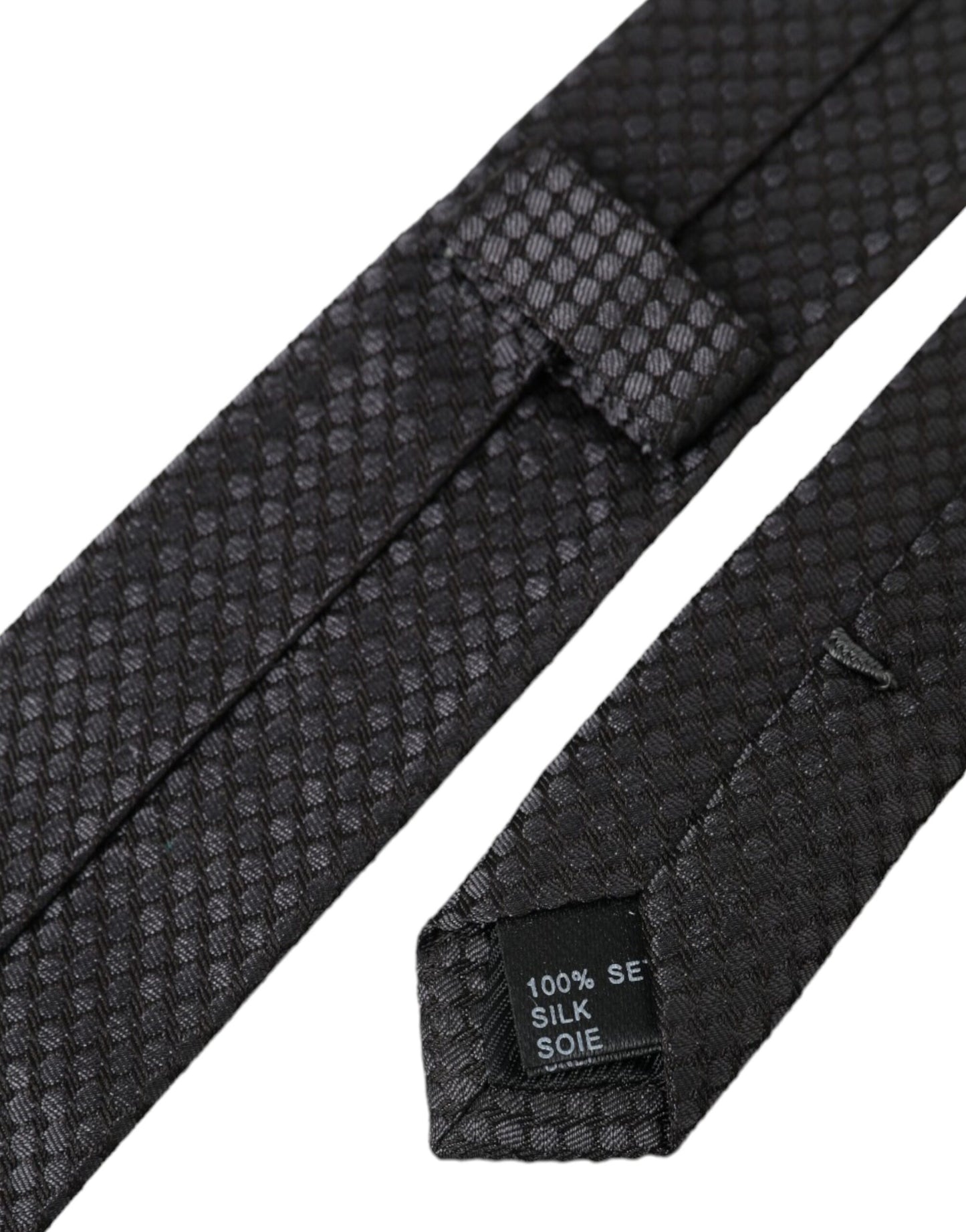 Black Patterned 100% Silk Adjustable Men Tie