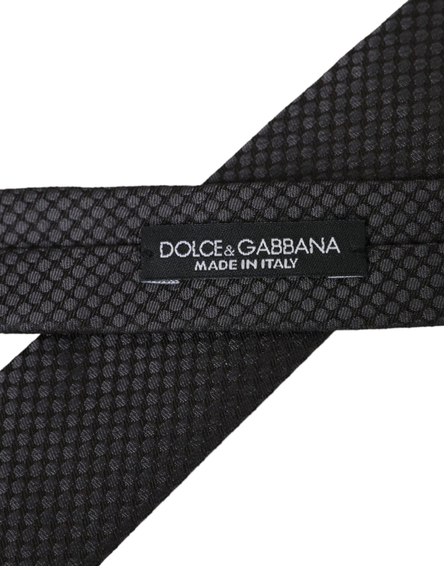 Black Patterned 100% Silk Adjustable Men Tie