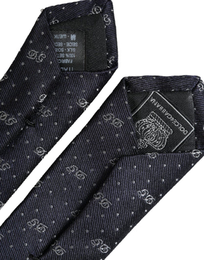 Dolce & Gabbana Blue DG Logo 100% Silk Adjustable Tie