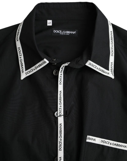 Dolce & Gabbana Black Collared Long Sleeve Cotton Casual Shirt