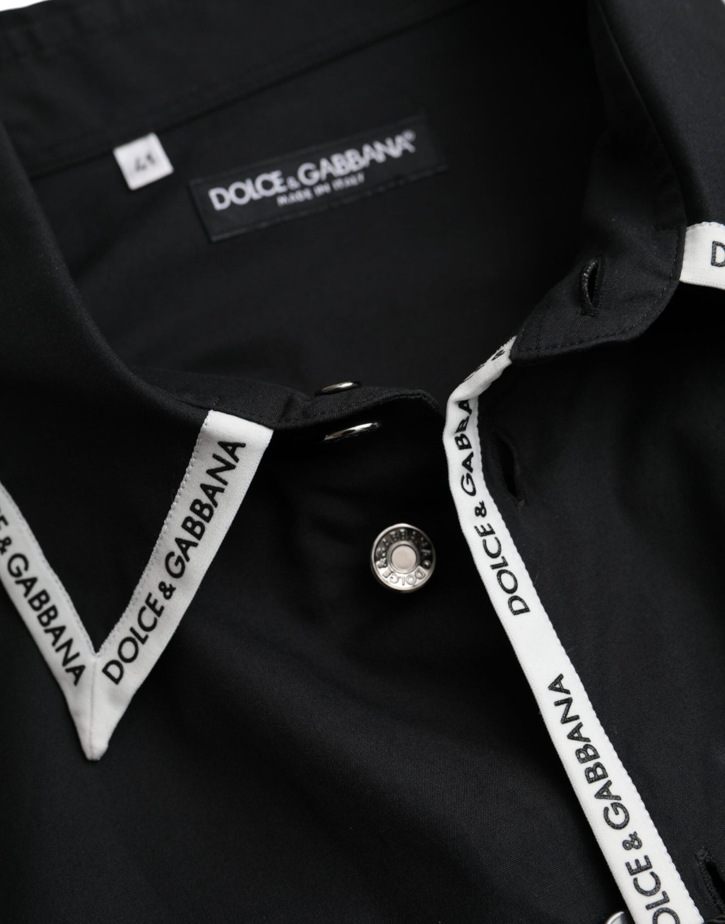 Dolce & Gabbana Black Collared Long Sleeve Cotton Casual Shirt