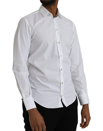 Dolce & Gabbana White Cotton Long Sleeve Dress MARTINI Shirt