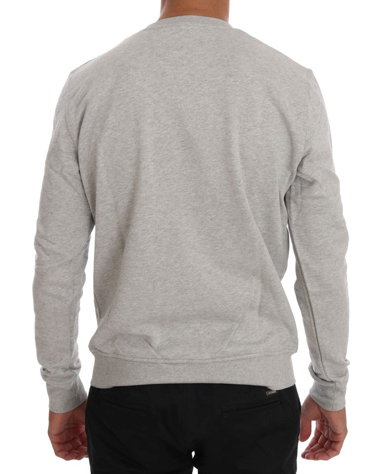 Maglione pullover girocollo in cotone grigio