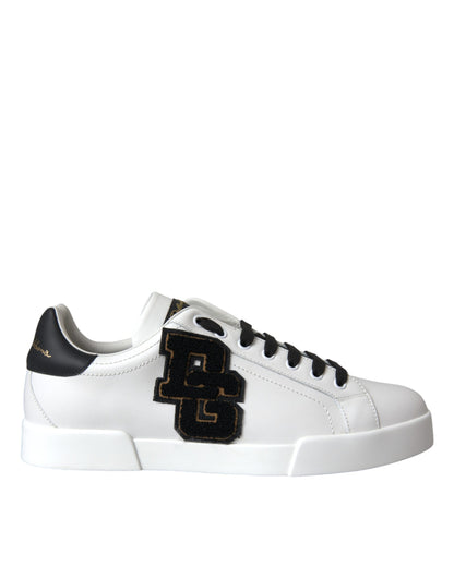 Dolce & Gabbana White Leather DG Logo Casual Low Top Sneakers Shoes