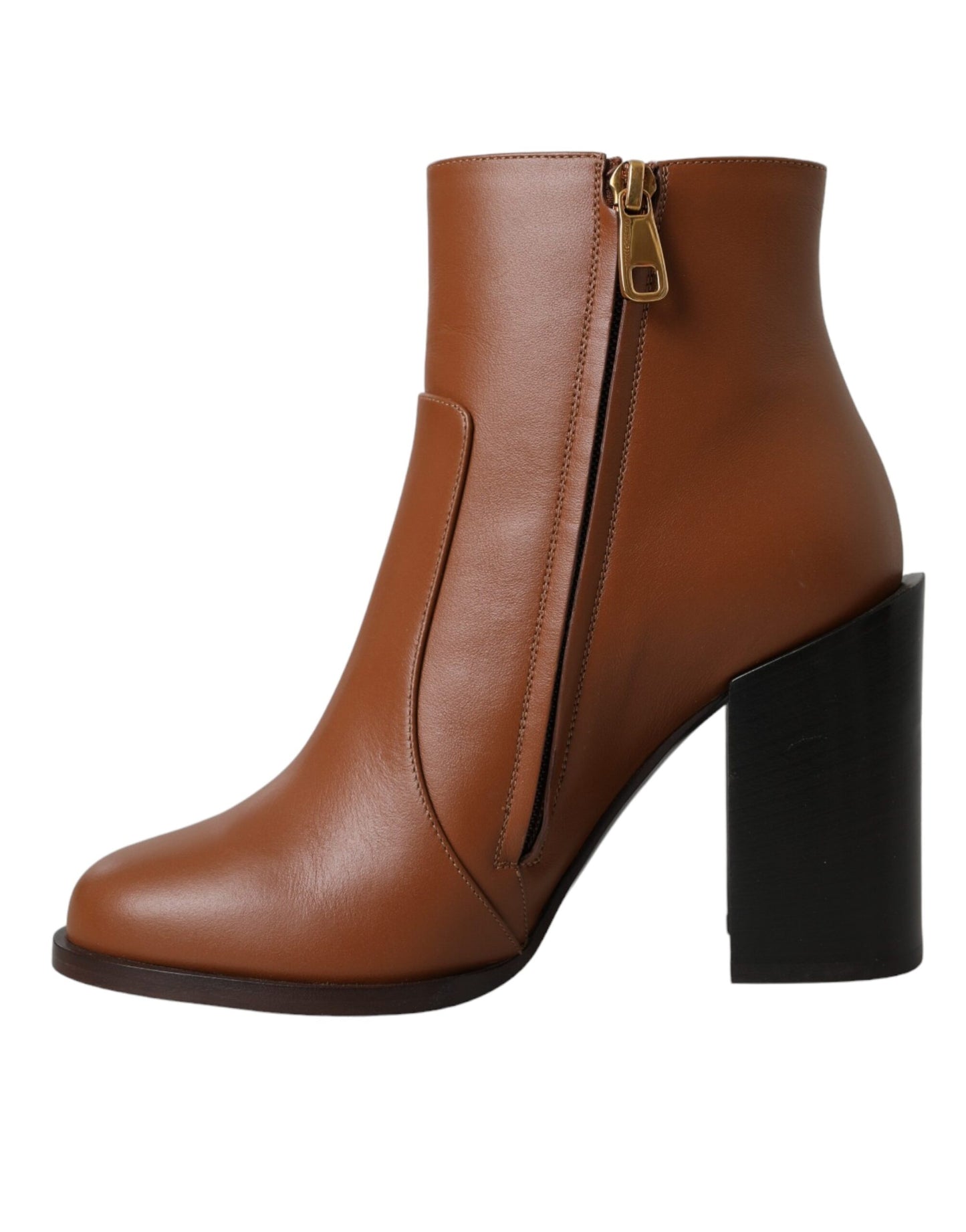 Brown Leather AMORE Heels Ankle Boots Shoes